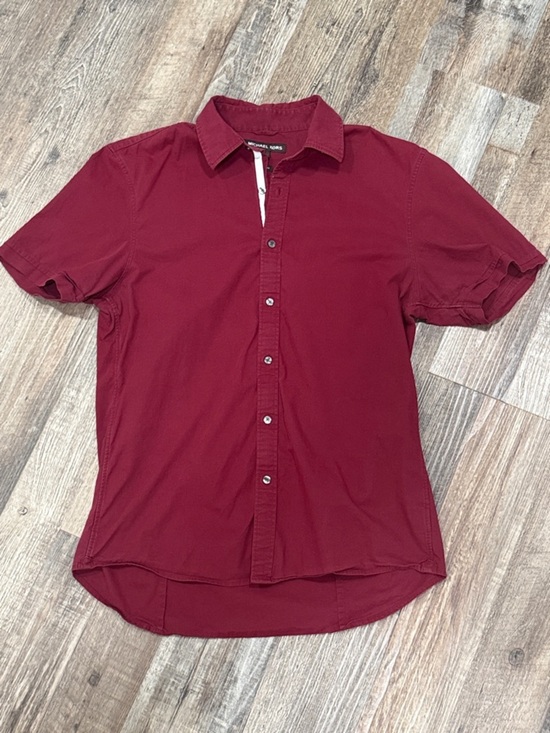 Michael Kors Other - Michael Kors Men's Short Sleeve Button Down Shirt Burgundy Size M Trim Stretch